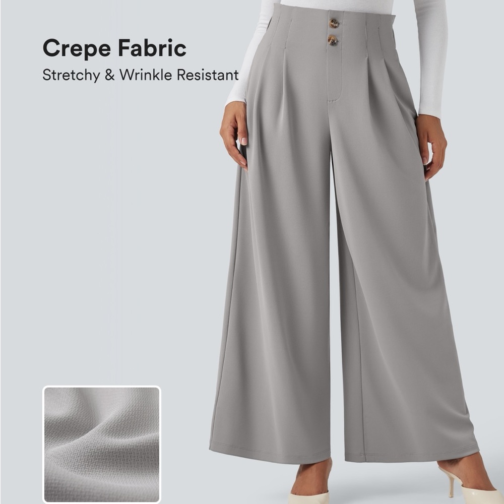 NWT Halara Flex™ High Waisted Double Waistband Wide Leg Crepe Work Pants
